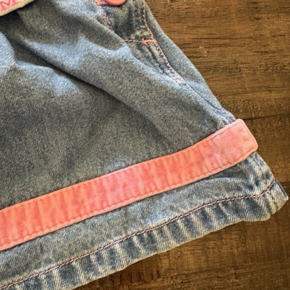 Vintage Baby Mickey Co Minnie Mouse Denim Baby Dress 12 Month Embroidered Patch - Picture 5 of 11